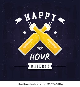 Modern Beer Happy Hour Card Illustration, Suitable For Social Media, Poster, Banner, Festival, Event, And Other Beer Related Occasion
