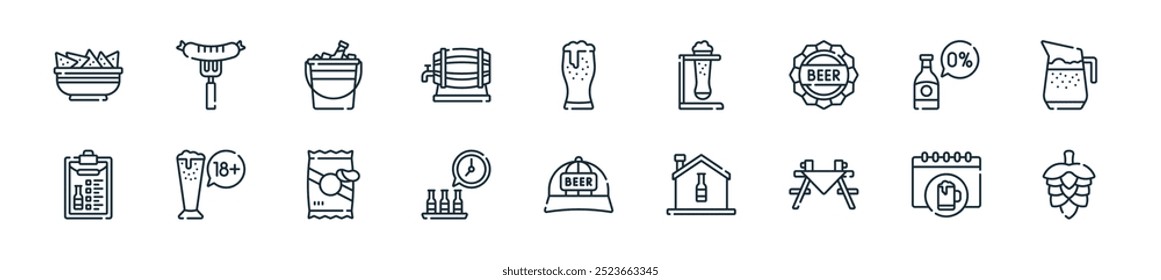 Icono de cerveza moderno. Perfecto para diseños de IU lineal con salto de Vector, calendario, mesa, casero, gorra, hora feliz, chips y más iconos para App móviles y de Web.