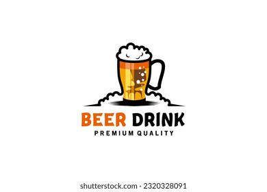 Modern beer soda drink design, liquor logo vector illustration for pub club and bar, brewery logo