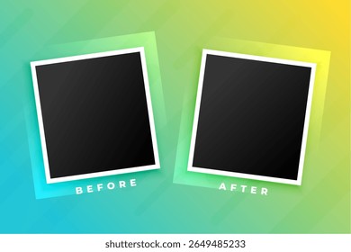 modern before and after duel photo frame template vector 