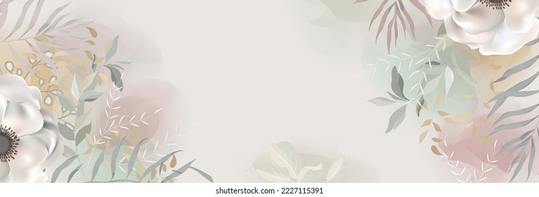 Modern beige and blush trendy vector design banner. Pastel rose. Watercolor brush texture. 
 Wedding boho card. Isolated and editable.