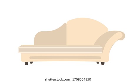 Moderno sofá beige. El sofá está aislado en un fondo blanco. Elemento de diseño interior. Sobre el estilo. Ilustración del vector