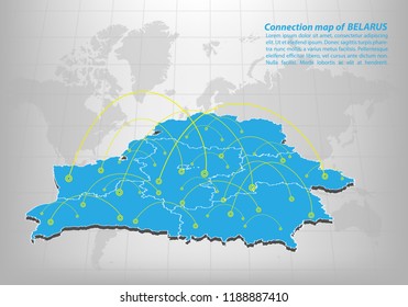 Moderno diseño de red de conexiones belarus Map, Mejor Concepto de Internet del negocio de mapas belarus de la serie de conceptos, punto de mapa y composición de línea. Mapa informativo. Ilustración vectorial.