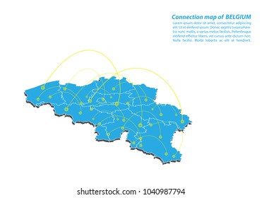 Modern of belgium Map connections network design, Best Internet Concept of belgium map business from concepts series, map point and line composition. Infographic map. Vector Illustration.