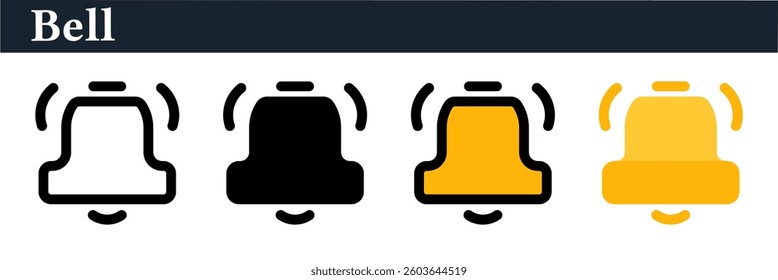 Modern bell icon with simple and elegant design. Ideal for notification, alert and reminder applications.