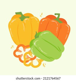 Modern bell pepper in hand drawn style. Vector illustration