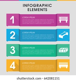 Modern bench infographic template. infographic design with bench icons includes . can be used for presentation, diagram, annual report, web design.