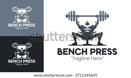 A modern bench press logo representing power and resilience for fitness clubs and strength-based programs.