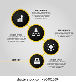 Modern bending elegant four options infographic. Vector data illustration template with icons.4 steps for workflow, business, statistic on white background