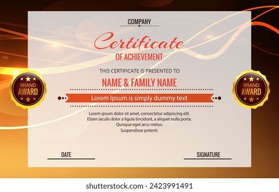 modern best award certificate for achievement and appreciation reward with blank space abstract gradient black and brown background design