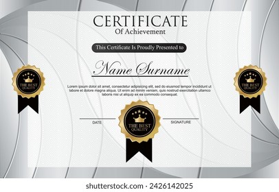 modern best award certificate for achievement and appreciation reward with blank space abstract gradient grey and white background design 1