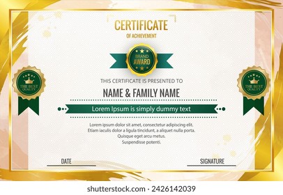 modern best award certificate for achievement and appreciation reward with blank space abstract gradient golden and white background design 9