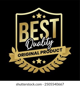 A modern "Best Quality" golden label badge with a shield design and ribbon accent, exuding elegance and prestige. Perfect for branding, certifications, or product endorsements.