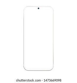 modern bezel less white smartphone vector mockup with small notch isolated on white background 