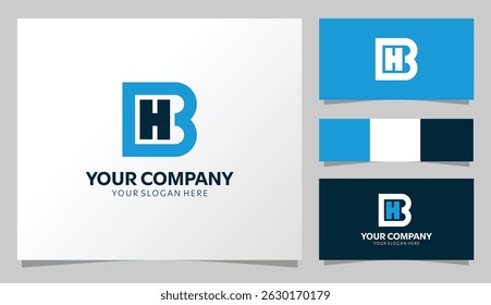 Modernes "BH"-Monogramm-Logo mit blauem und dunklem Farbkonzept