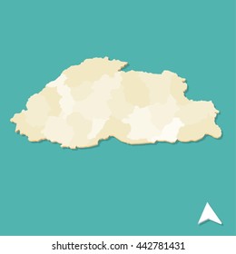 Modern BHUTAN Three Dimensional Vector map
