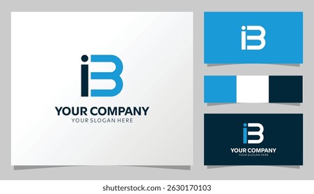 Logotipo moderno "BI" do monograma com conceito de cor azul e escura