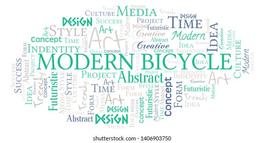 Modern Bicycle word cloud. Wordcloud made with text only.