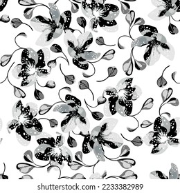 Modern big floral vector seamless pattern. Background isolated. Digital drawn illustration. Can be used as textile fabric or wallpaper, cards, invitations, decorative paper