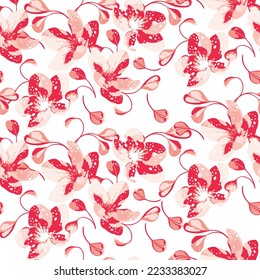 Modern big floral vector seamless pattern. Background isolated. Digital drawn illustration. Can be used as textile fabric or wallpaper, cards, invitations, decorative paper