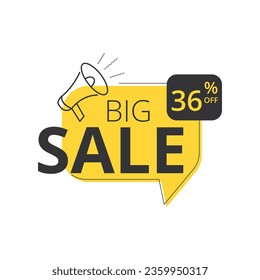 Modern big sale banner composition with abstract vector flat discount background template. Discount promotion layout banner template design up to 36% off. Vector illustration.