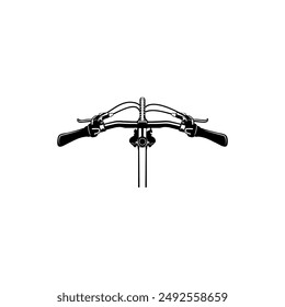 modern bike front top view black and white vector line art