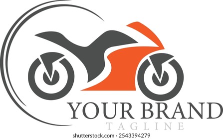 Modern bike logo design vector illustration for transport touring riding motorcycle.