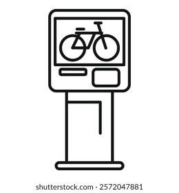 Modern bike rental station with digital display showing availability and payment options