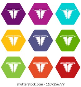 Modern bikini icons 9 set coloful isolated on white for web