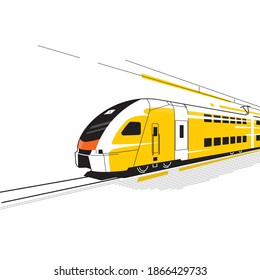 Modern bilevel passenger train. Vector illustration