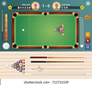 Modern Billiard Table Game Asset And User Interface