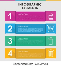 Modern bin infographic template. infographic design with bin icons includes . can be used for presentation, diagram, annual report, web design.
