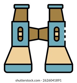 Modern binoculars icon. Outline modern binoculars vector icon color flat isolated