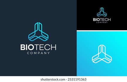 Logotipo moderno da empresa de biotecnologia com design futurista