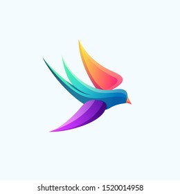 modern bird colorful logo design vector