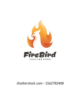 Modern Bird and Fire Flame Phoenix Logo Icon