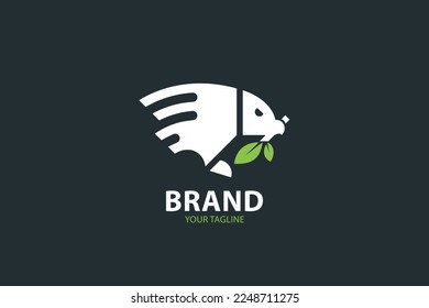 modern bird with green leaf logo - vector illustration, bird and green leaf design, suitable for your design need, logo, illustration, animation, etc.