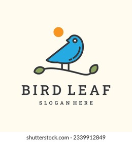 modern bird with green leaf logo template vector icon