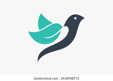 modern bird with green leaf logo - vector illustration, bird and green leaf design on white background, suitable for your design need, logo, illustration, animation, etc.