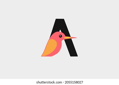 Modern bird head design in the form of uppercase A