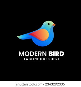 modern bird illustration logo design colorful