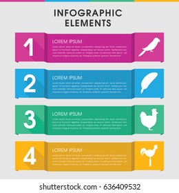 Modern bird infographic template. infographic design with bird icons includes parrot, chicken, weather vane. can be used for presentation, diagram, annual report, web design.