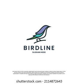 diseño moderno del logotipo de la línea de aves. plantilla de logotipo de pájaro minimalista.