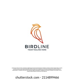 modern bird line logo design. minimalist bird logo template.