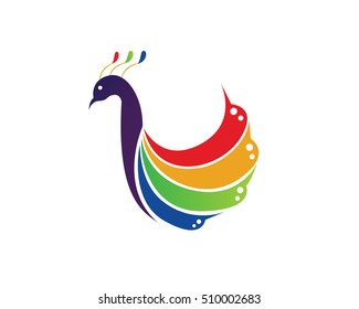 Modern Bird Logo - Colorful Creative Peacock