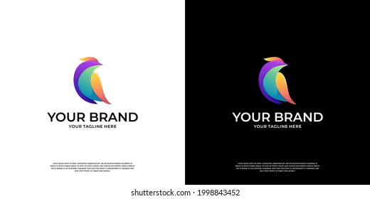 Modern bird logo with colorful gradient design for branding