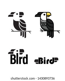 modern bird logo design, black and white and colored