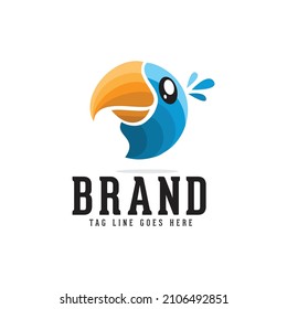 modern bird logo design, blue bird, parrot logo, vector ,icon, mascot, template