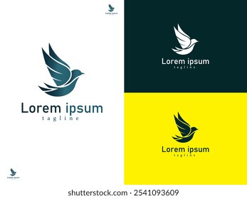 Diseño moderno del logotipo del pájaro: marca minimalista elegante para empresas ecológicas, de viajes o de bienestar