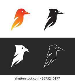 Modern Bird Logo Design Set with 4 style variations, symbol of energy, speed, and creativity for modern branding.